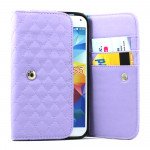 Wholesale Samsung Galaxy S3 S4 S5 Universal Flip Leather Wallet Case with Strap (Purple)